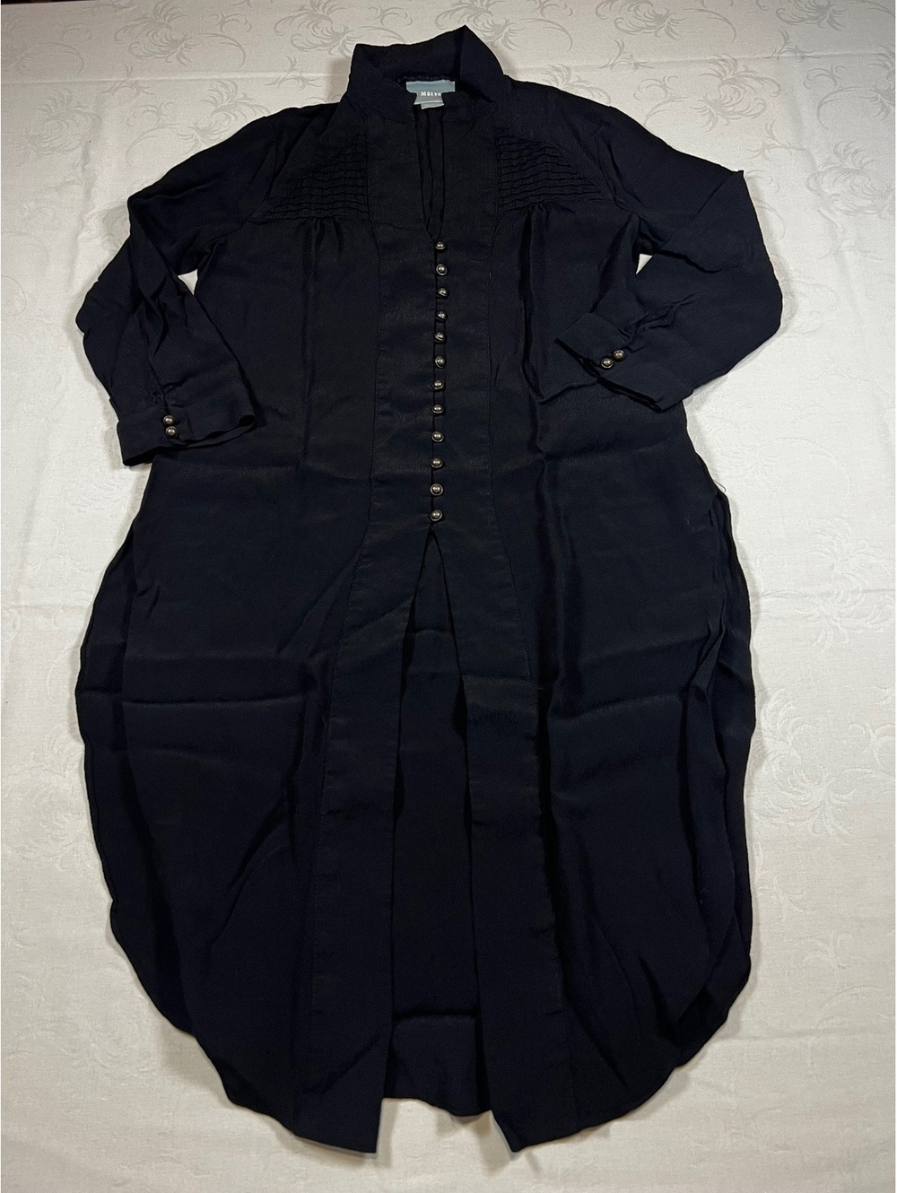 Maeve Anthropologie Button Down Long Black Blouse Top Dress Size 8